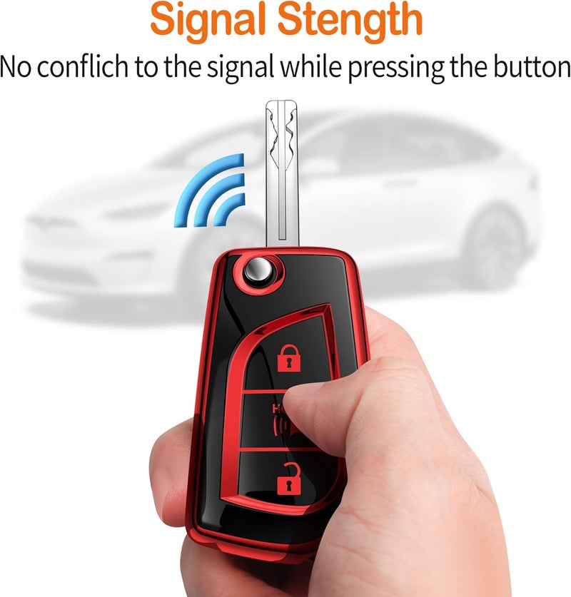 Sindeda Toyota Key Fob Cover with Keychain - Red - Image 5