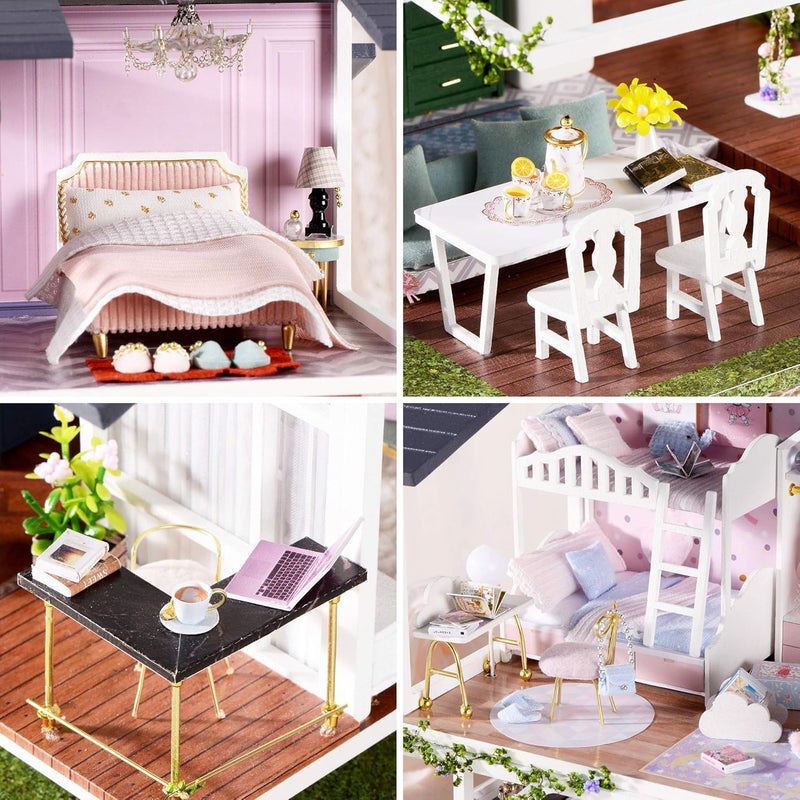 Spilay User friendly optimized build Dollhouse Miniature with Furniture,DIY Dollhouse Kits Mini Handmade Craft with Dust Proof Cover and Music Movement,1:24 Scale Creative Room Gift for Adult Friend Lover Model A-081 Custom sizing alternatives - Image 5