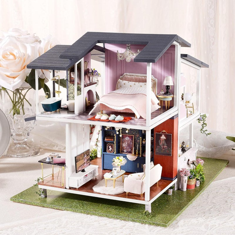 Spilay User friendly optimized build Dollhouse Miniature with Furniture,DIY Dollhouse Kits Mini Handmade Craft with Dust Proof Cover and Music Movement,1:24 Scale Creative Room Gift for Adult Friend Lover Model A-081 Custom sizing alternatives - Image 3