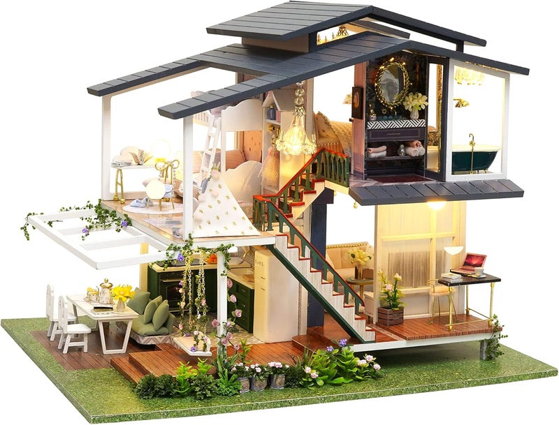 Spilay User friendly optimized build Dollhouse Miniature with Furniture,DIY Dollhouse Kits Mini Handmade Craft with Dust Proof Cover and Music Movement,1:24 Scale Creative Room Gift for Adult Friend Lover Model A-081 Custom sizing alternatives - Image 1