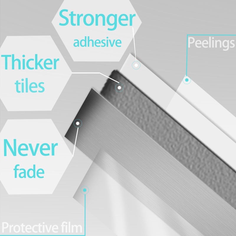 Crystiles 30-Pack of 12 x 4" Brushed Aluminum Peel-and-Stick Tile Backsplash Panels, Stainless Steel Backsplash - Image 2