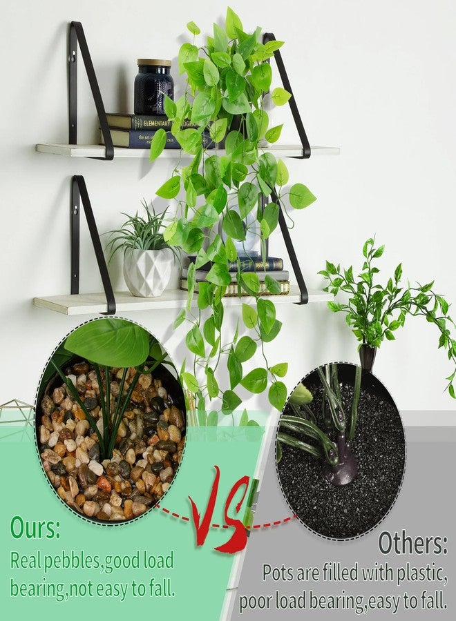 LOYWREE Small Fake Hanging Plant Artificial Potted Plants for Indoor Outdoor Aesthetic - 39in Realistic Faux Hanging Pothos with Ivy Vine for Shelf Decor in Home Office Gardens Greenery (Black Pot) - Image 3
