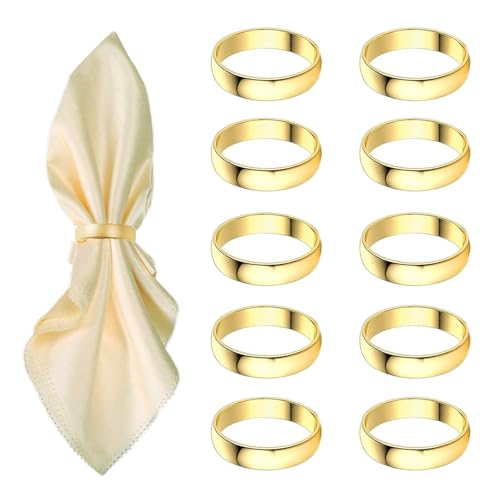 GERILKAI Gold Napkin Rings-10 Pcs Stainless Steel Napkin Rings,Metal Napkin Ring for Table Settings Wedding Christmas Party Dinner Table - Image 1