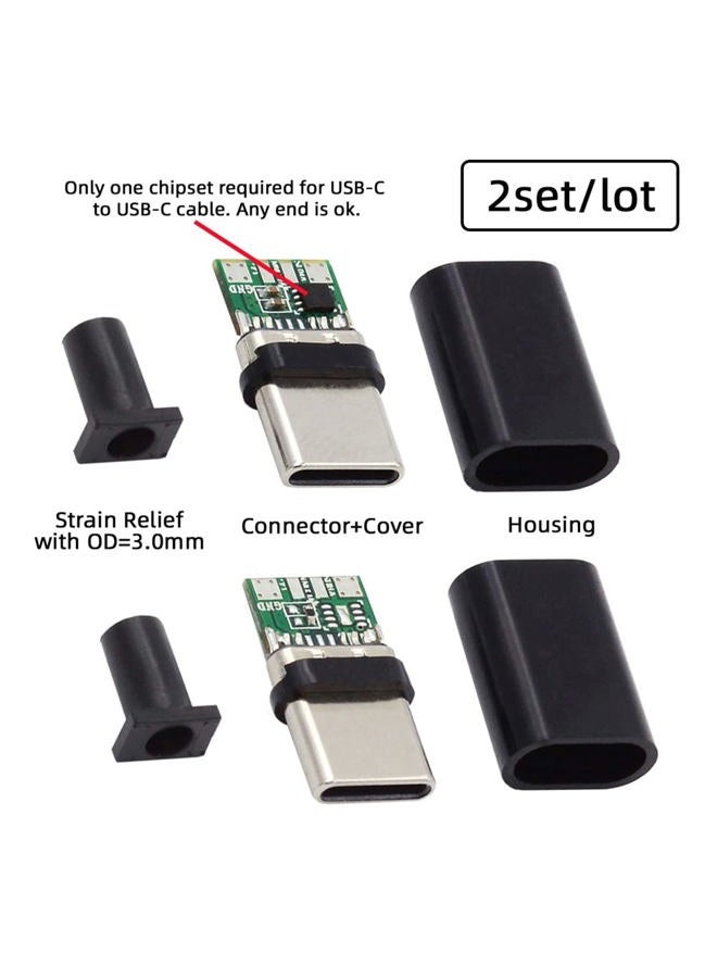 NFHK 2sets/lot DIY OEM 24pin Connector Plug USB Type C USB-C Male to USB-C Male 100W PD USB2.0 Data with Housing Cover - Image 3