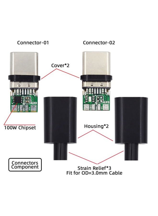 NFHK 2sets/lot DIY OEM 24pin Connector Plug USB Type C USB-C Male to USB-C Male 100W PD USB2.0 Data with Housing Cover - Image 2