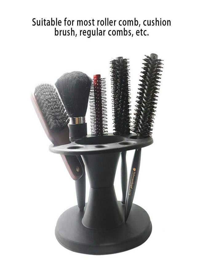 HURRISE Plastic Round Hair Brush Comb Holder - 8 Holes for Various Sizes - Professional Salon & Home Organizer - Easy Installation - Black Plastic - Image 2