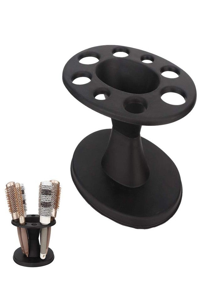 HURRISE Plastic Round Hair Brush Comb Holder - 8 Holes for Various Sizes - Professional Salon & Home Organizer - Easy Installation - Black Plastic - Image 3