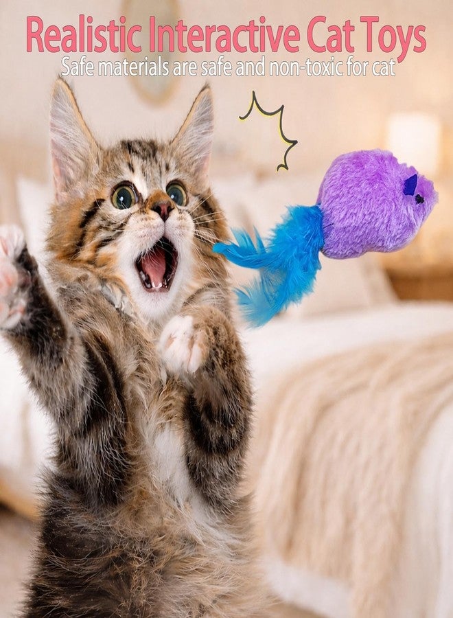 fernfern Interactive Hanging Mouse Cat Toys, 3 Pack Plush Mouse Cat Toy with Feather & Catnip, Movement-Activated Physical Sound, Adjustable Door Frame Self Play Toy for Indoor Cats - Image 2