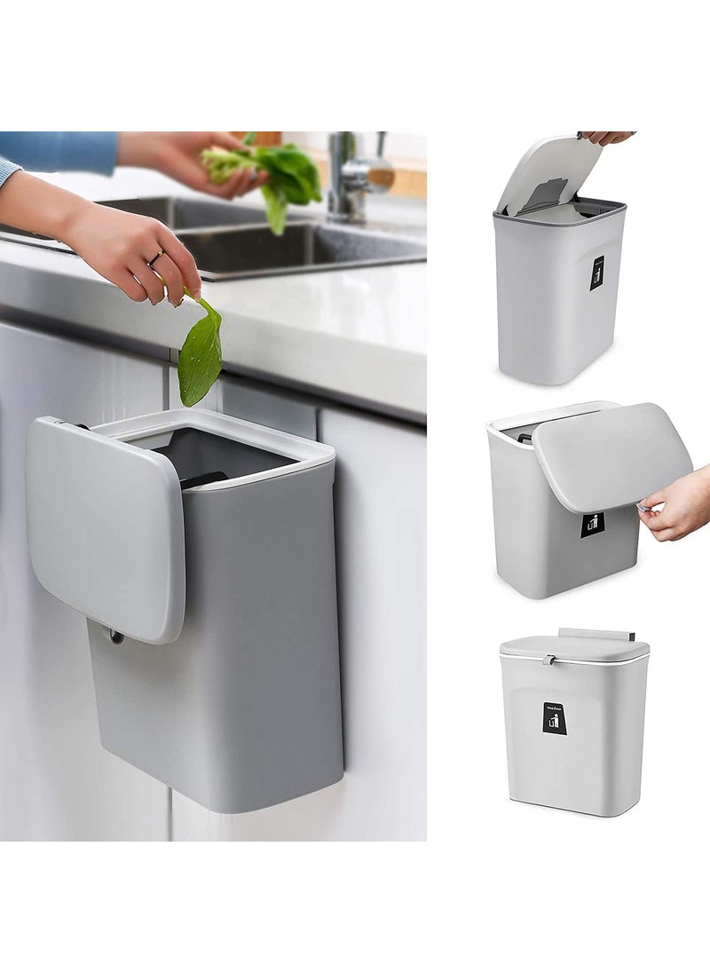 Sankirtan SANKIRTAN 24 Gal Hanging Trash Can for Kitchen Cabinet Door with Lid Small Under Sink Garbage Can for Bathroom Wall Mounted Counter Waste Compost Bin Plastic Multicolor  - Image 1