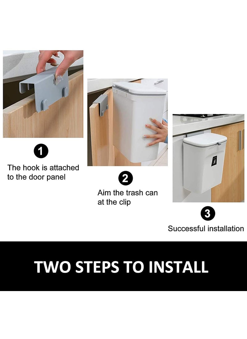 Sankirtan SANKIRTAN 24 Gal Hanging Trash Can for Kitchen Cabinet Door with Lid Small Under Sink Garbage Can for Bathroom Wall Mounted Counter Waste Compost Bin Plastic Multicolor  - Image 3