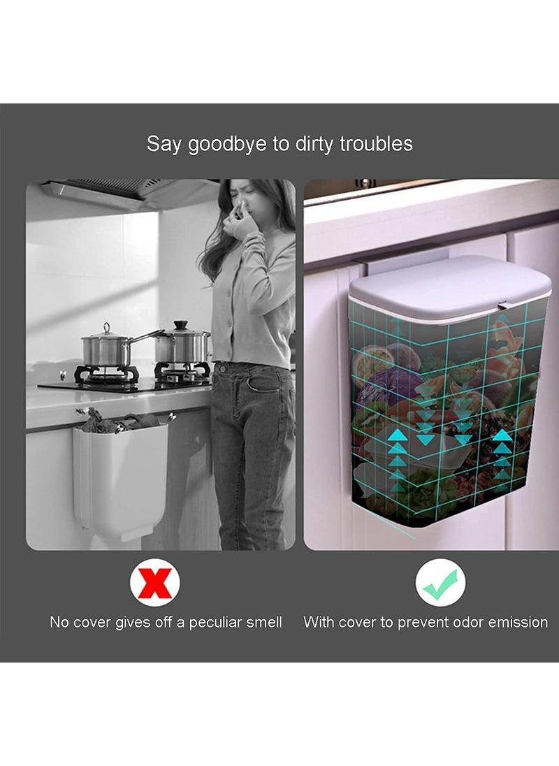 Sankirtan SANKIRTAN 24 Gal Hanging Trash Can for Kitchen Cabinet Door with Lid Small Under Sink Garbage Can for Bathroom Wall Mounted Counter Waste Compost Bin Plastic Multicolor  - Image 4