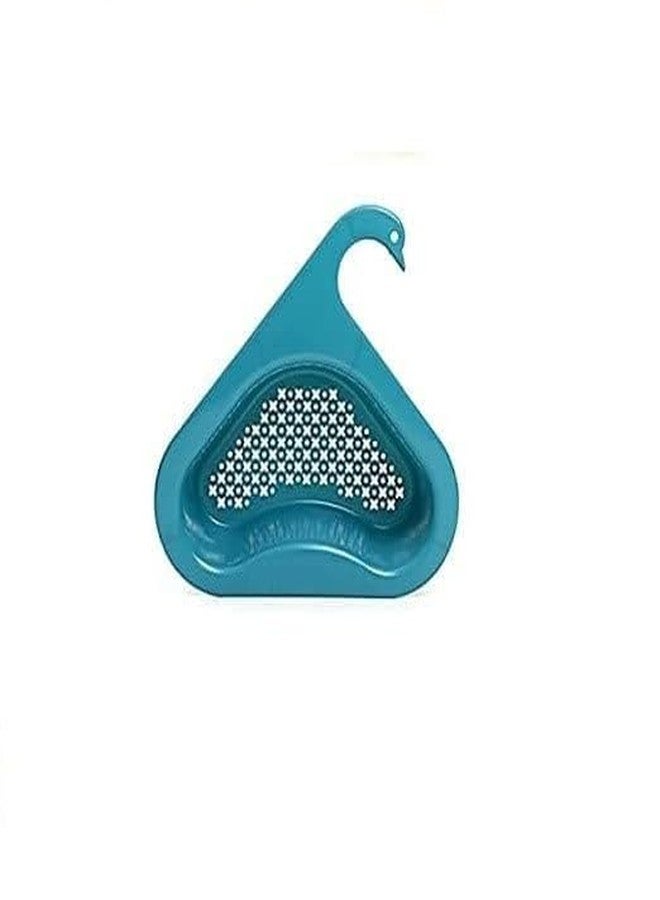 PORMONO Kitchen Sink Corner Organizer, Swan Shape Drain Basket, Turquoise - Image 1