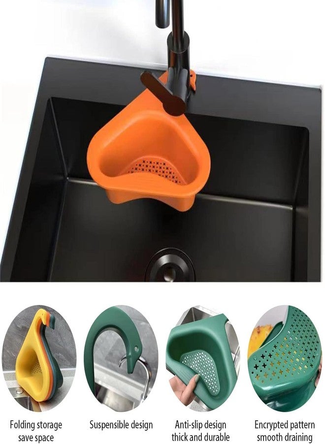 PORMONO Kitchen Sink Corner Organizer, Swan Shape Drain Basket, Turquoise - Image 4