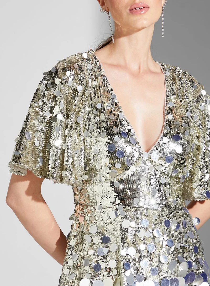 Ted Baker Embellished Plunge Neck Dress