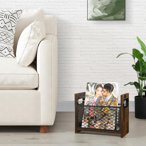 YINMIT Magazine Holder, Magazine Rack for Desktop and Home Office, Farmhouse File Storage Basket for Letters, Magazines, Books, Newspapers (Small) - Image 3