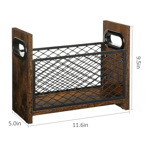 YINMIT Magazine Holder, Magazine Rack for Desktop and Home Office, Farmhouse File Storage Basket for Letters, Magazines, Books, Newspapers (Small) - Image 4