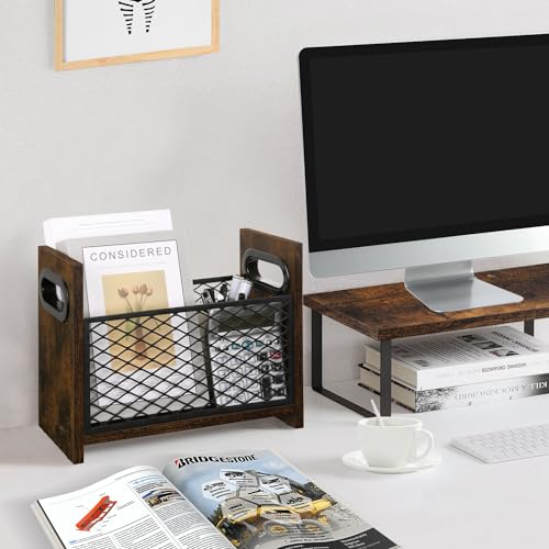 YINMIT Magazine Holder, Magazine Rack for Desktop and Home Office, Farmhouse File Storage Basket for Letters, Magazines, Books, Newspapers (Small) - Image 2