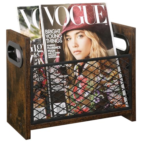 YINMIT Magazine Holder, Magazine Rack for Desktop and Home Office, Farmhouse File Storage Basket for Letters, Magazines, Books, Newspapers (Small) - Image 1