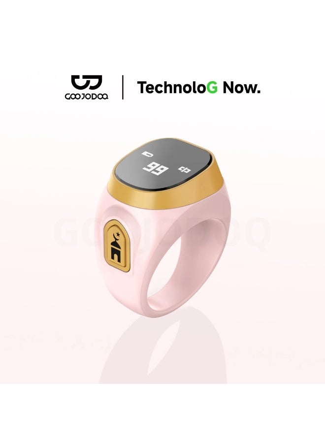 GOOJODOQ Smart Tasbih Tally Counter Ring with Bluetooth, OLED Display, Digital Tasbeeh Counter for Muslims, Rechargeable Zikr Ring, Prayer Counter for Dhikr, Salah, Ramadan & Daily Worship, Pink - Image 1