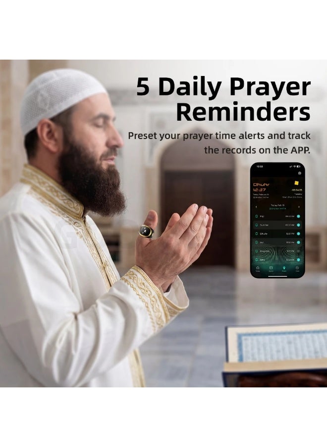 GOOJODOQ Smart Tasbih Tally Counter Ring with Bluetooth, OLED Display, Digital Tasbeeh Counter for Muslims, Rechargeable Zikr Ring, Prayer Counter for Dhikr, Salah, Ramadan & Daily Worship, Pink - Image 3