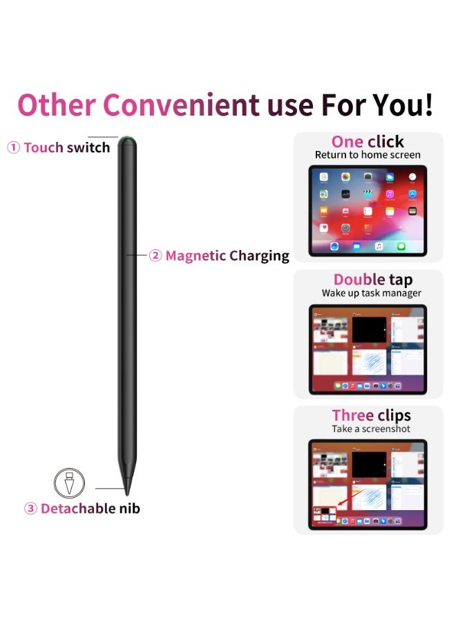 قلم لمس لأجهزة iPad (شحن لاسلكي)، متوافق مع قلم Apple Pencil، قلم iPad، قلم اللمس، حساسية فائقة، دقة متناهية، خفيف الوزن، يدعم استشعار الإمالة، يمنع الأعطال (أبيض) - Image 5