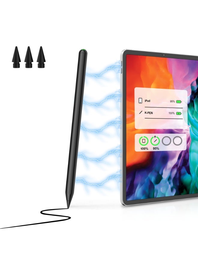 قلم لمس لأجهزة iPad (شحن لاسلكي)، متوافق مع قلم Apple Pencil، قلم iPad، قلم اللمس، حساسية فائقة، دقة متناهية، خفيف الوزن، يدعم استشعار الإمالة، يمنع الأعطال (أبيض) - Image 1