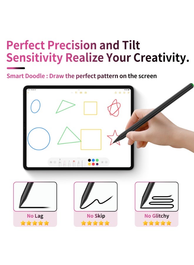 قلم لمس لأجهزة iPad (شحن لاسلكي)، متوافق مع قلم Apple Pencil، قلم iPad، قلم اللمس، حساسية فائقة، دقة متناهية، خفيف الوزن، يدعم استشعار الإمالة، يمنع الأعطال (أبيض) - Image 3