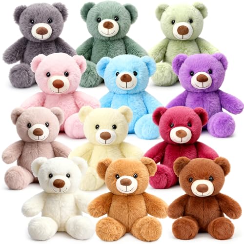 LaRandom 12 Pcs Bears Stuffed Animal Bulk 10 Inch Cute Small Stuffed Bear Plush Toy for Birthday Baby Shower Wedding Party Decorations Centerpieces Favors - Image 1
