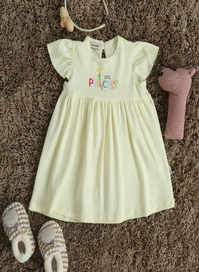 Coocuddle Organic Cotton Girls Frock Dresses | Soft, Stylish & Comfortable | Multiple Design & Colors Frock for Kids | Perfect for Casual & Special Occasions | Yellow Dress (18-24 M) - Image 2