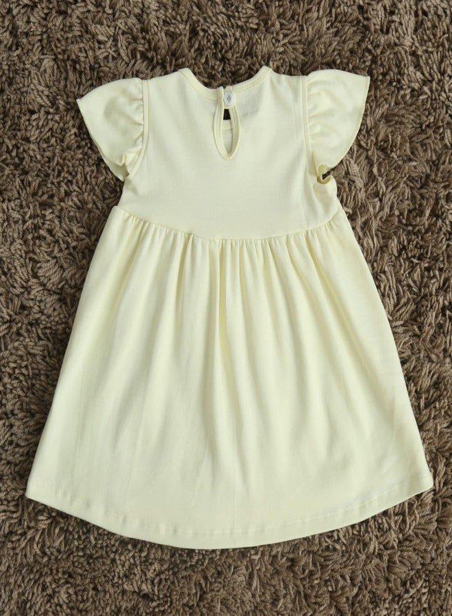 Coocuddle Organic Cotton Girls Frock Dresses | Soft, Stylish & Comfortable | Multiple Design & Colors Frock for Kids | Perfect for Casual & Special Occasions | Yellow Dress (18-24 M) - Image 3
