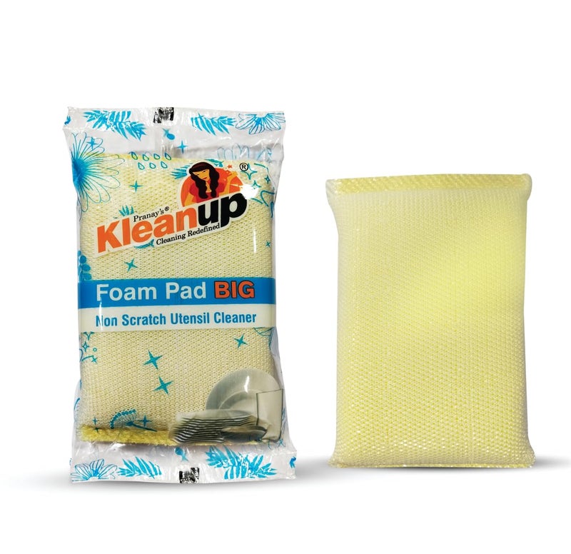 PRANAY'S KLEANUP Pranays Kleanup Big Foam Pad ExtraLarge Soft Foam Pad for Efficient Cleaning Multipurpose Scrubber for Dishes Surfaces and Kitchen Cleaning Pack of 3 Pcs
