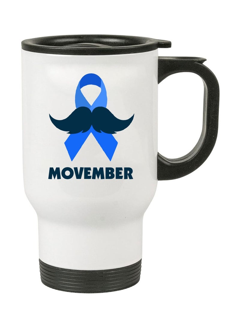 Movember Men's Prostate Cancer Awareness Travel Coffee Mug - Stylish Mustache Design - Insulated Stainless Steel - Image 2