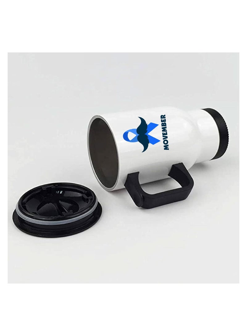 Movember Men's Prostate Cancer Awareness Travel Coffee Mug - Stylish Mustache Design - Insulated Stainless Steel - Image 3