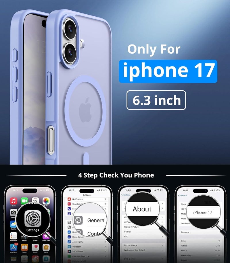 Vansdon Magnetic Case for iPhone 17 with 1 Protective Glass Compatible with MagSafe Military Standard Drop Protection Clear Matte Back Shockproof Phone Case for iPhone 17 - Image 4