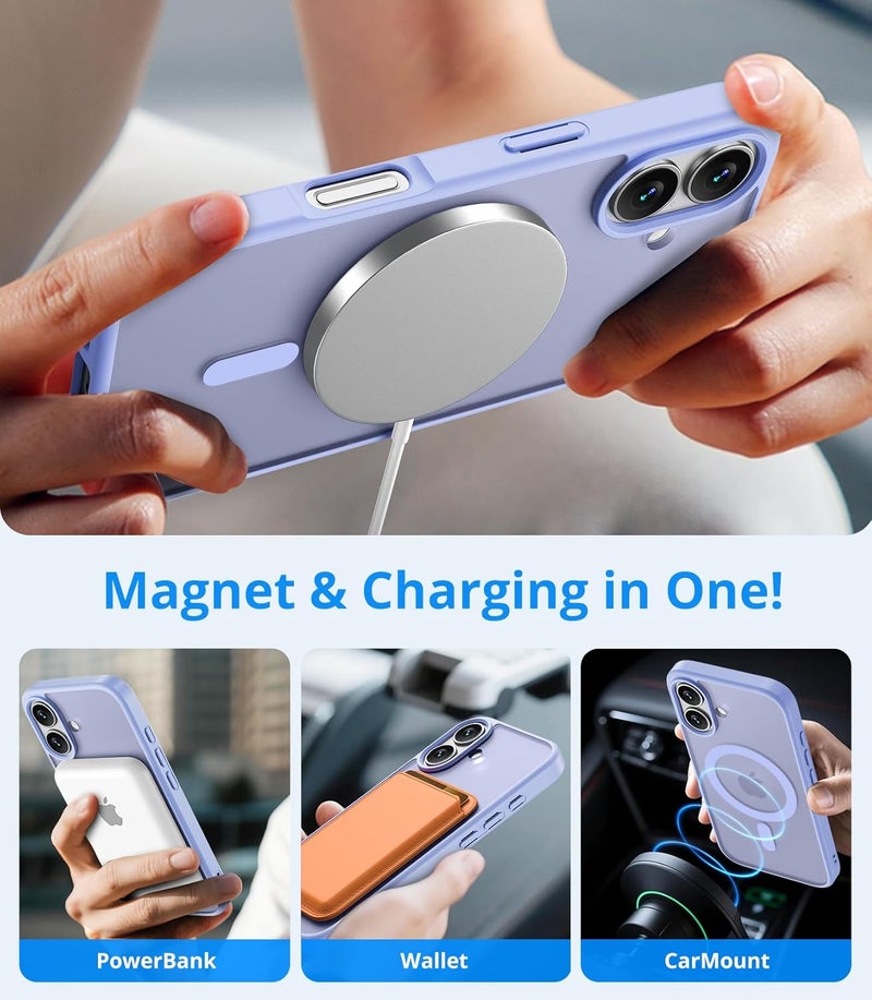 Vansdon Magnetic Case for iPhone 17 with 1 Protective Glass Compatible with MagSafe Military Standard Drop Protection Clear Matte Back Shockproof Phone Case for iPhone 17 - Image 3