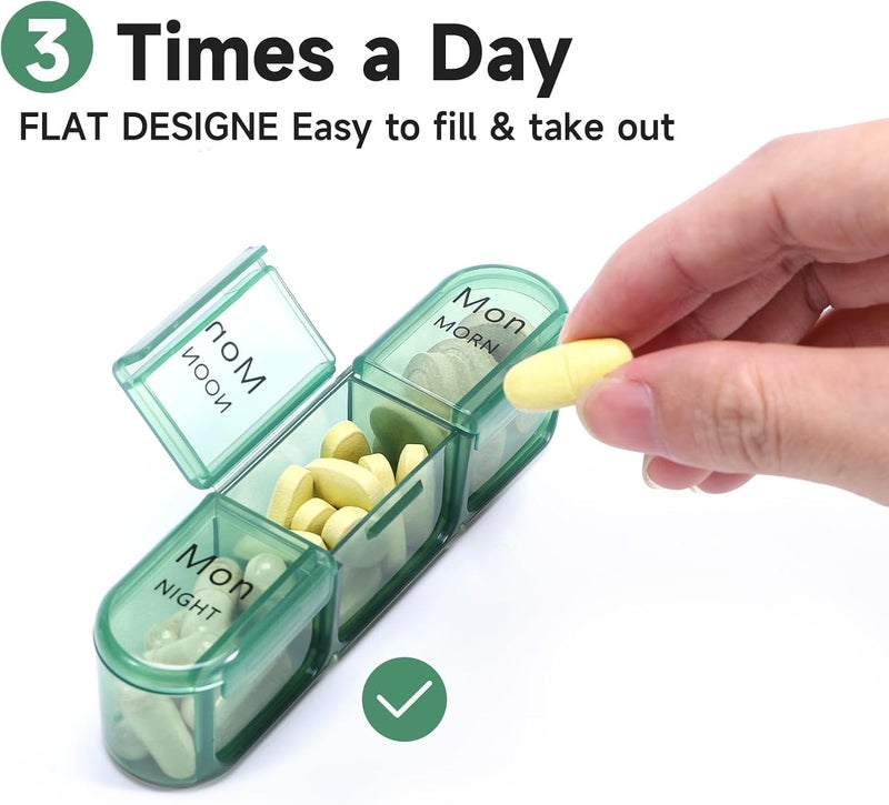 Daviky Pill Organizer 3 Times a Day Olive Green - Image 3