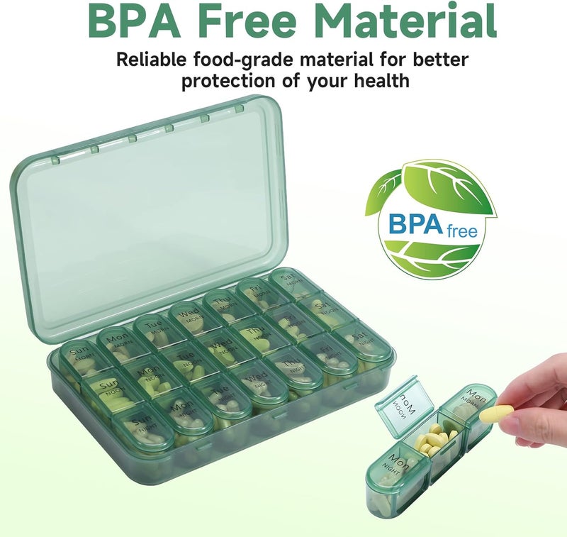 Daviky Pill Organizer 3 Times a Day Olive Green - Image 5