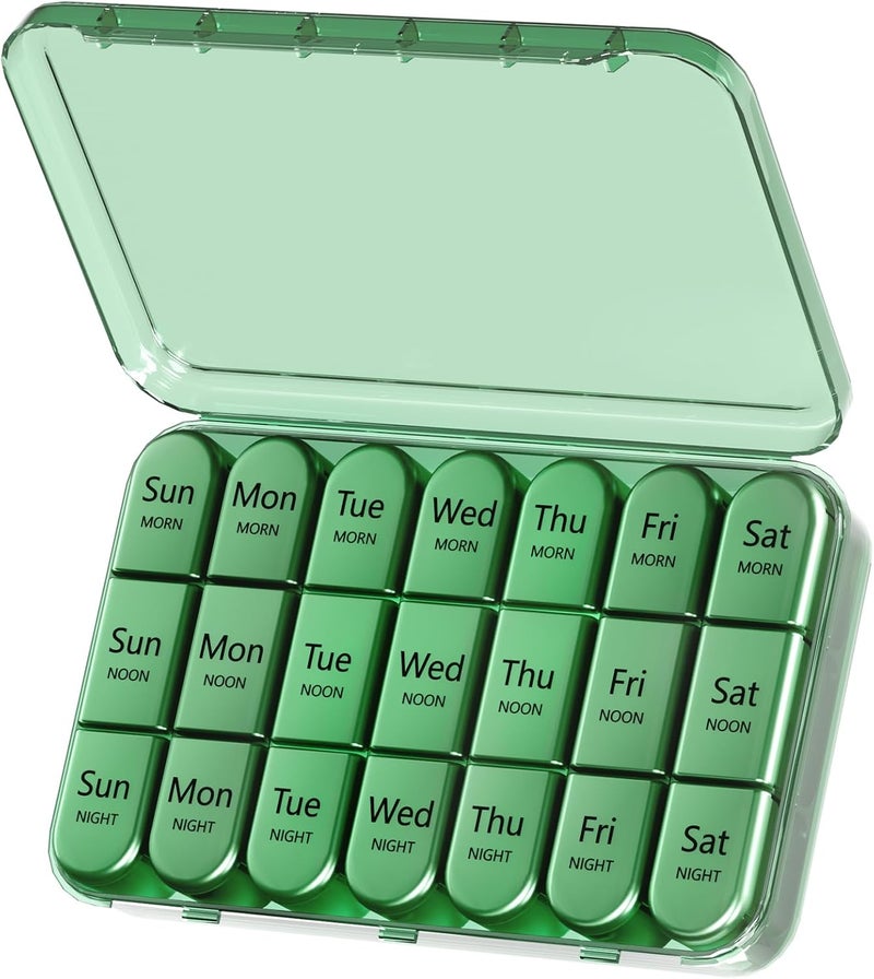 Daviky Pill Organizer 3 Times a Day Olive Green - Image 1