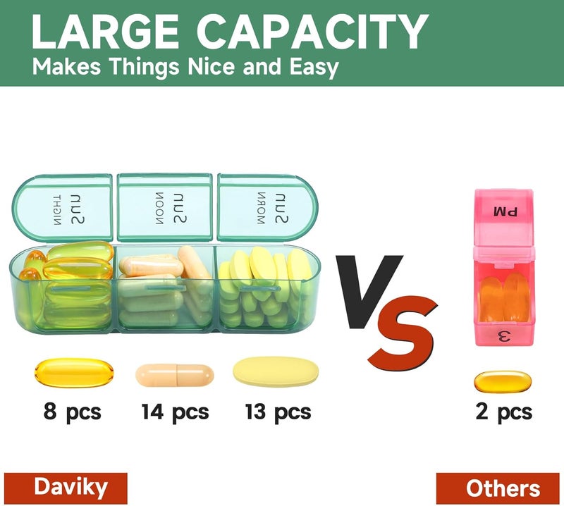 Daviky Pill Organizer 3 Times a Day Olive Green - Image 2