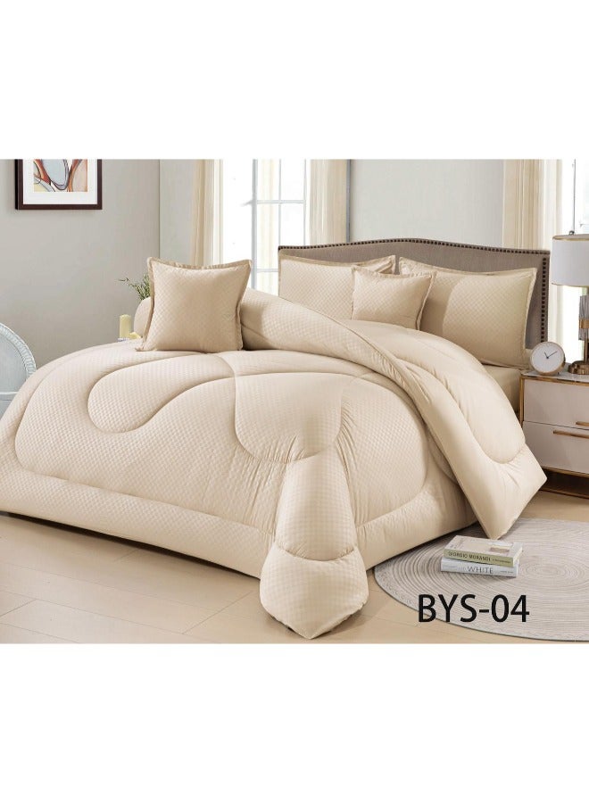 BYASO Double Bed Comforter Set – 7 Pieces – Beige – 220×240 cm