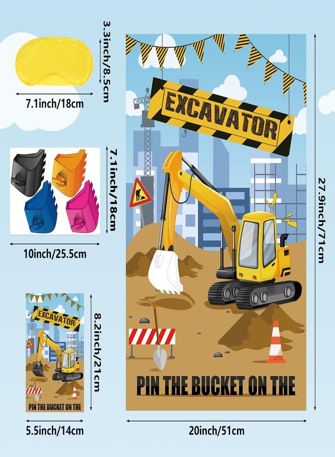 Hxezoc ملصق Hxezoc Pin The Bucket on The Excavator Game مع 32 قطعة من الدلاء الكبيرة لألعاب حفلات البناء لحفلات أعياد ميلاد الأطفال ومستلزمات حفلات البناء - Image 2