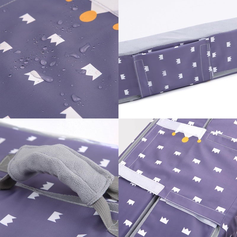 Mooedcoe Foldable Toddler Floor Bed with Sides, Folding Toddler Bed for Travel Kid Foam Sleeping Cot (Star), Grey - Image 5