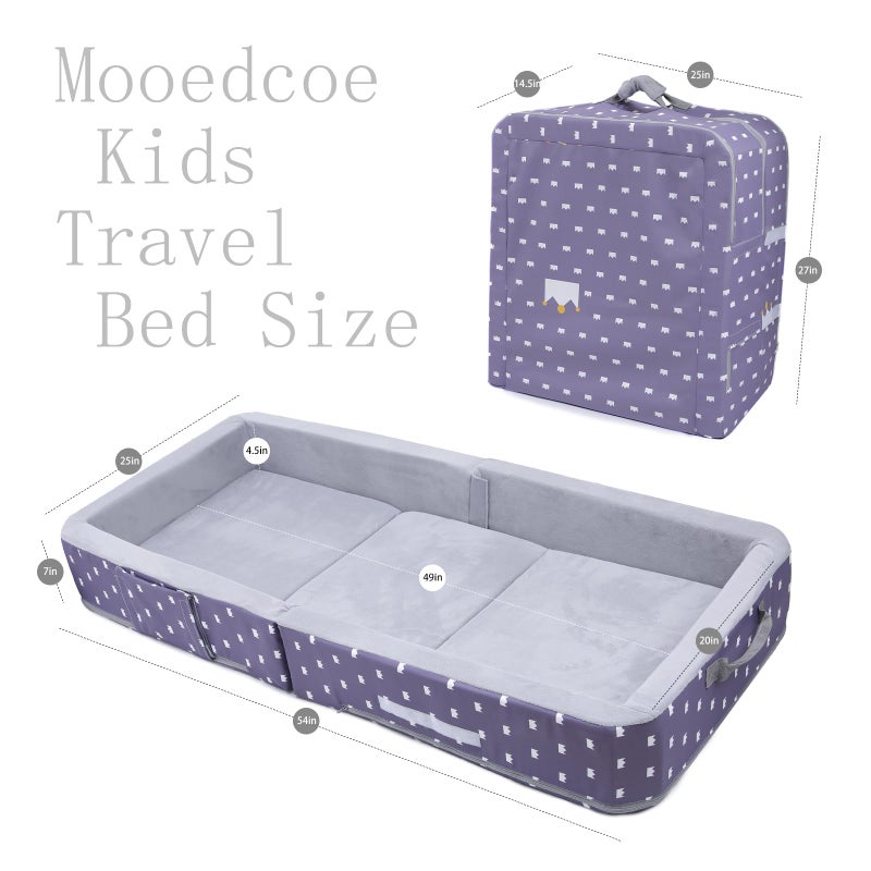 Mooedcoe Foldable Toddler Floor Bed with Sides, Folding Toddler Bed for Travel Kid Foam Sleeping Cot (Star), Grey - Image 4