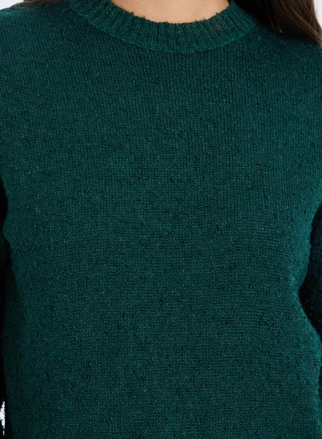 Styli Women Green Textured Knit Sweater - Image 2