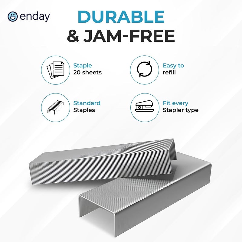 Enday 25,000 Standard Staples - 1/4 Inch Length, 210 per Strip, Jam-Free Chisel Point, Staples for Stapler, Replacement, Fits Standard Staplers, 5 Boxes of 5,000 Each, by - Image 2