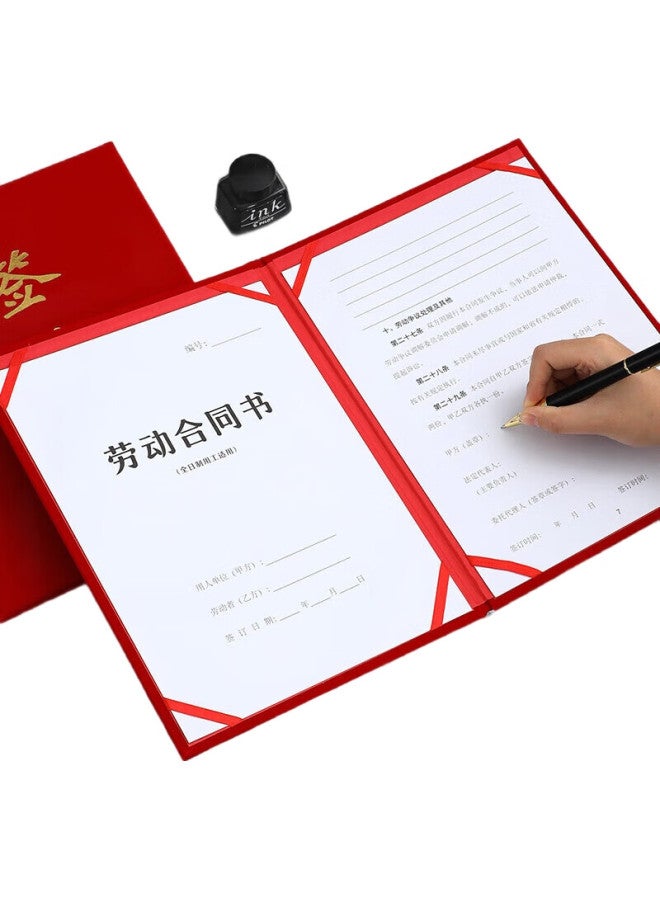 Longe [Lowest Price Online] Langjie A4 Contract Book, High-Quality Velvet Cover, Formal Document, Bright Red, Contract Signing Folder, Business Strategic Cooperation Contract Book, Joint Agreement Folder, 2-Pack Velvet Version - Image 3