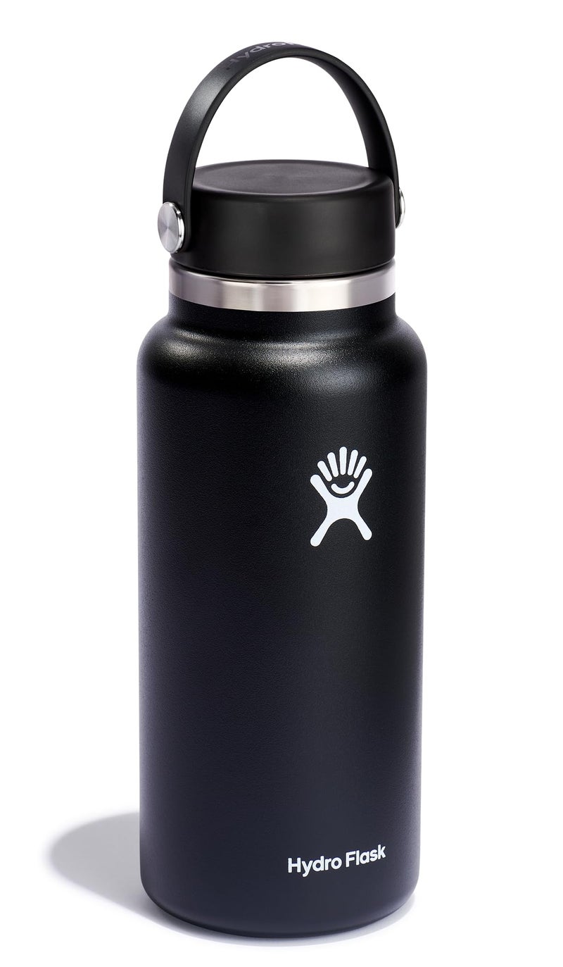 Hydro Flask Water Bottle - Insulated Stainless Steel - Wide Mouth Flex Lid, Non Spill, Leakproof and Refillable in 32 Oz Black - Image 2