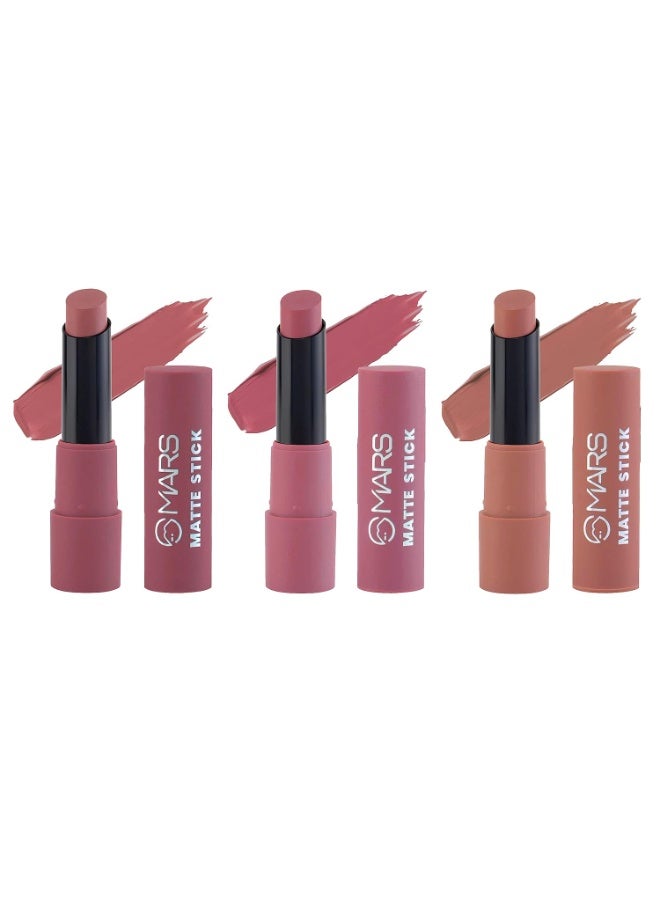 MARS Matte Box Set of 3 Lipsticks for Women | Long-Lasting | Smooth Finish | Moisturising | One Swipe Pigmentation (3x3.2 gm) (02-Peaches & Nudes) - Image 4