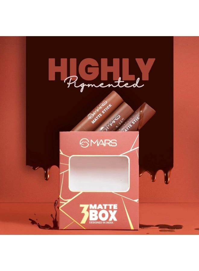 MARS Matte Box Set of 3 Lipsticks for Women | Long-Lasting | Smooth Finish | Moisturising | One Swipe Pigmentation (3x3.2 gm) (02-Peaches & Nudes) - Image 5