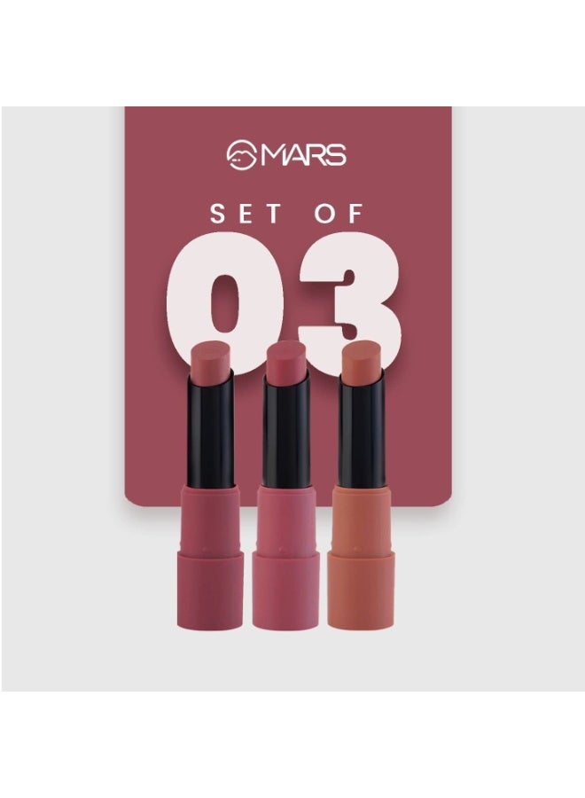 MARS Matte Box Set of 3 Lipsticks for Women | Long-Lasting | Smooth Finish | Moisturising | One Swipe Pigmentation (3x3.2 gm) (02-Peaches & Nudes) - Image 2